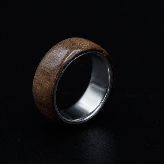 Walnut and Stainless Steel Ring