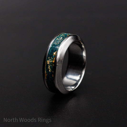 Green and Gold Flake Inlay with Stainless Steel Core