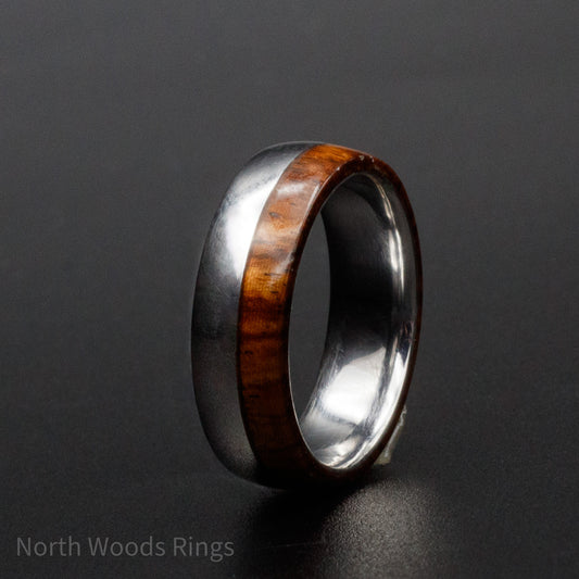 Honduran Rose Wood and Stainless-Steel Ring